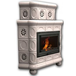 Каминная облицовка КимрПечь Медальон угловая двухъярусная Белый